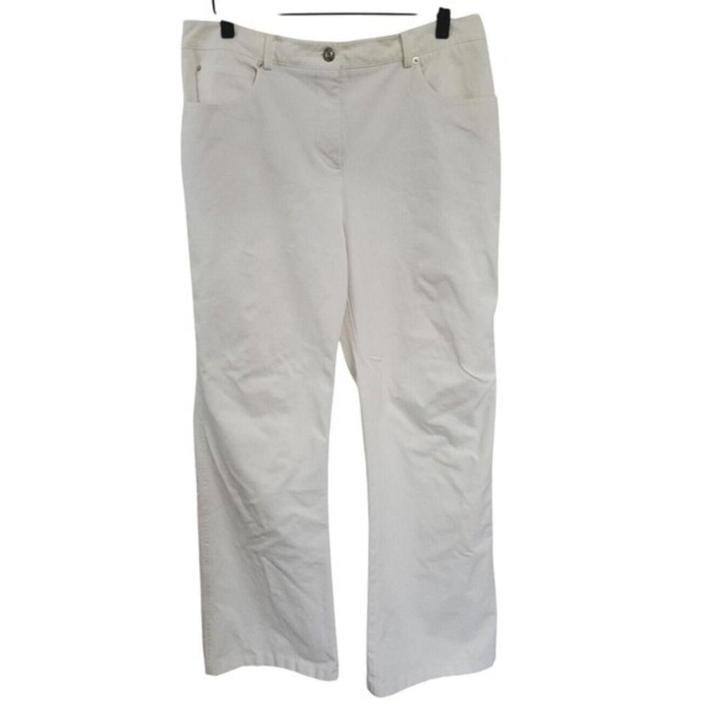 St. John Sport Women's High Rise Boot Cut Jeans Size 10 White Luxury Designer